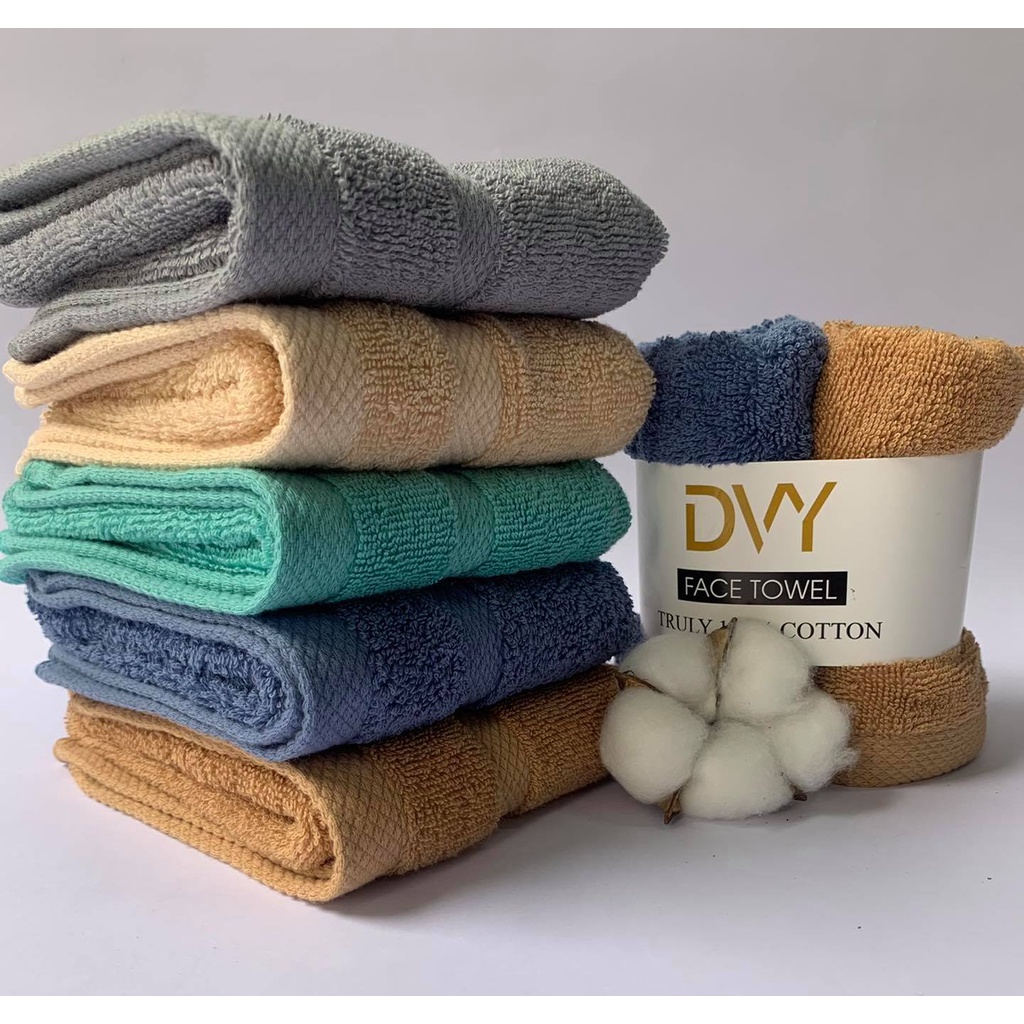 (Combo 5 chiếc) Khăn Mặt 100% Cotton Dày Dăn, Thấm Hút Tốt, Ko Phai Màu