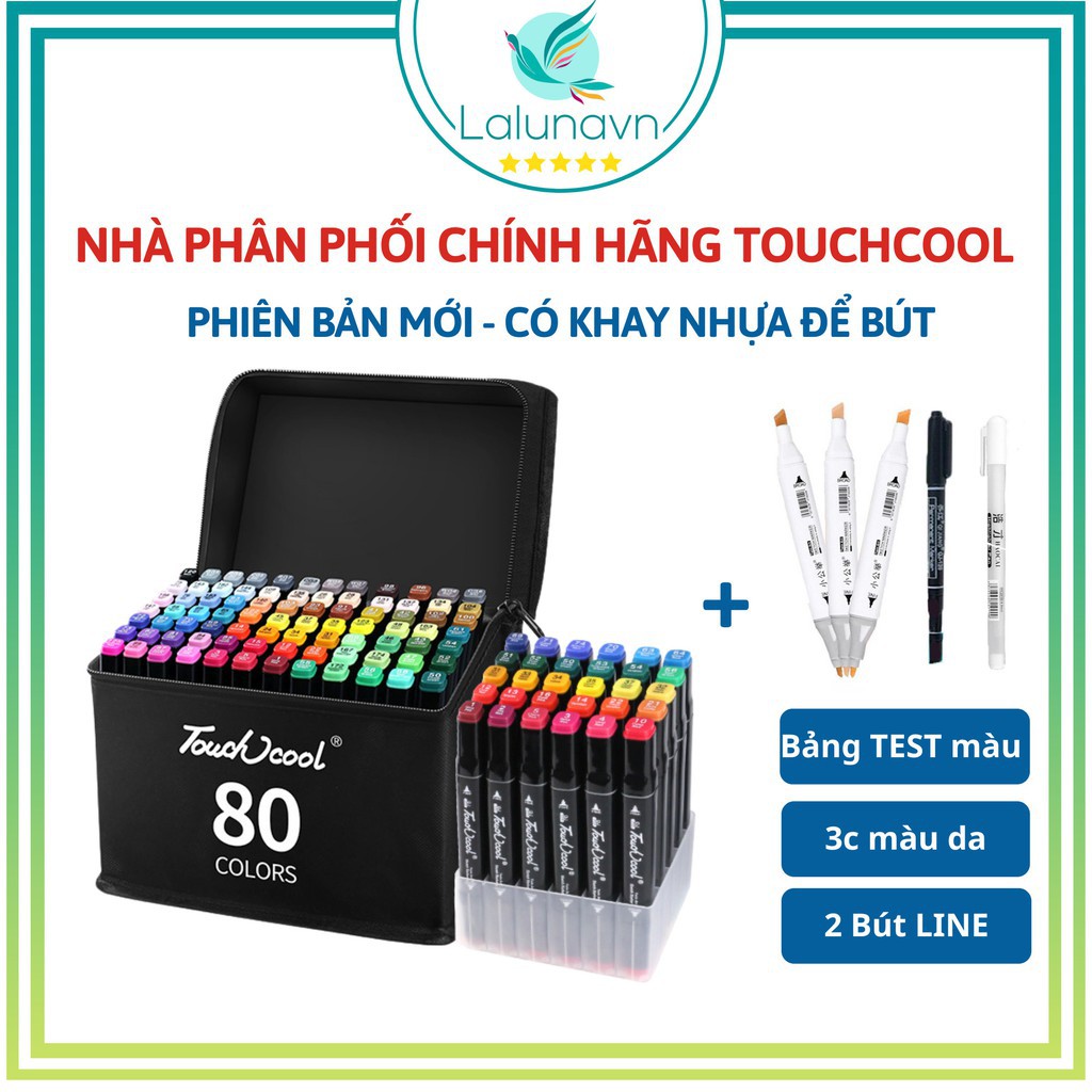 [Nhập Khẩu - Chính Hãng] Bút Màu Marker TouchCool Túi Vải Bộ 48 Màu Vẽ Phong Cảnh, Chân Dung chân thực cho Mẹ và Bé