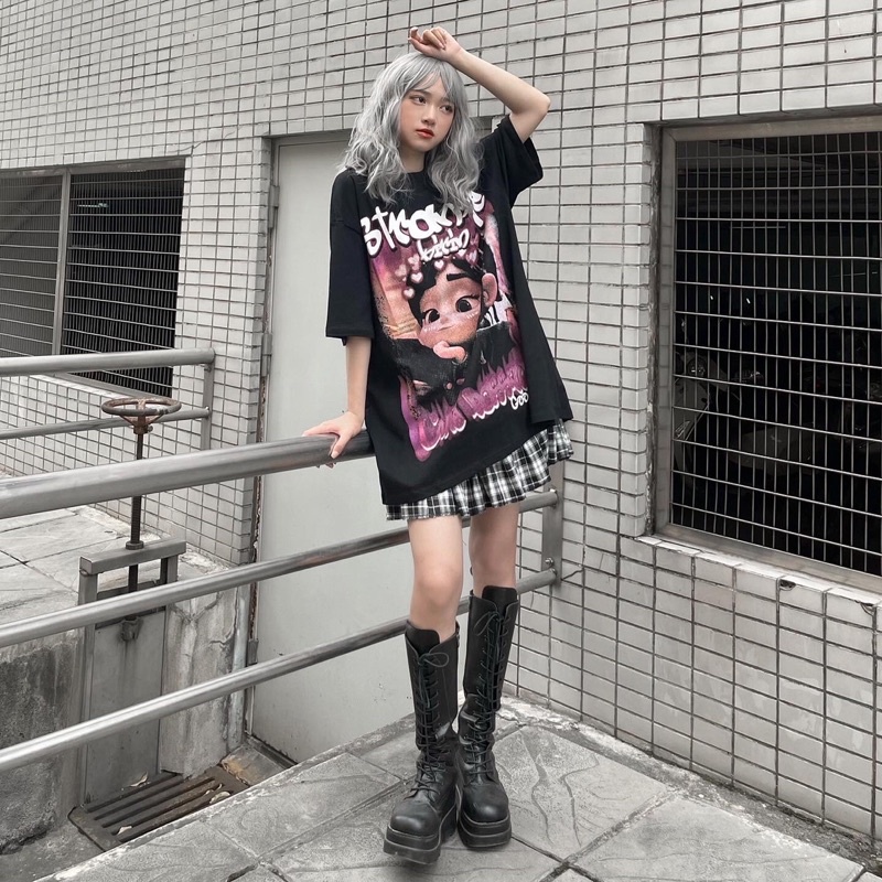 Áo thun tay lỡ chính hãng chất cotton thoáng mát, kiểu dáng oversize dài rộng - Vanellope tee