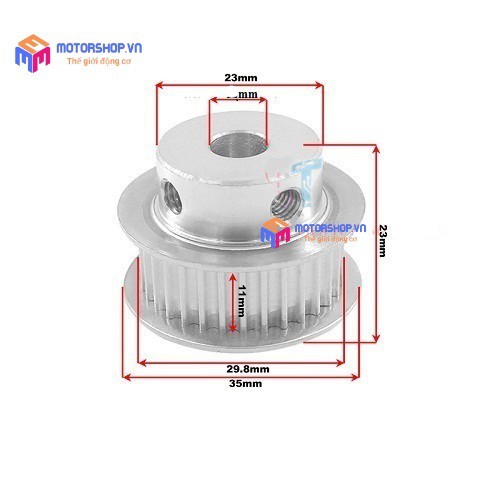 MTS Puly Bánh Răng Nhôm 10 Răng-XL-các loại trục