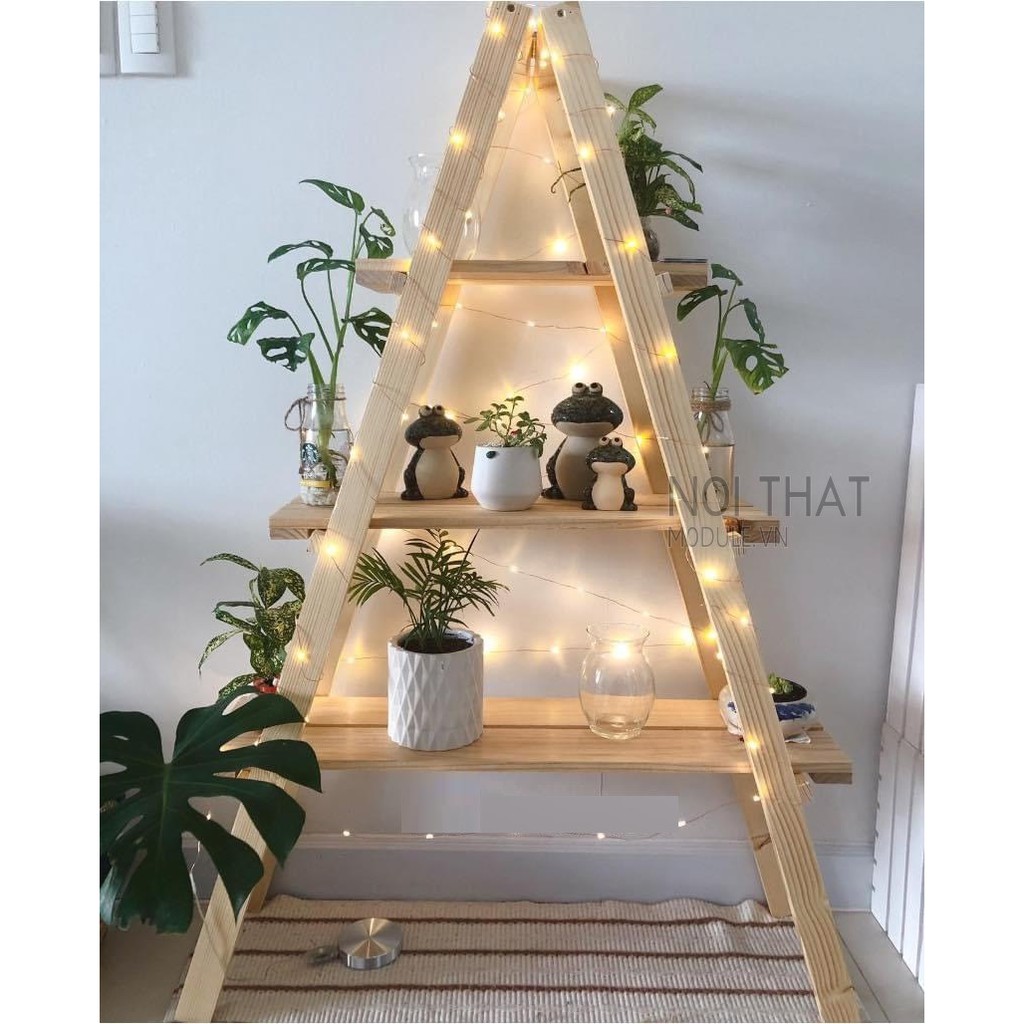 Kệ tam giác decor - để cây cảnh ban công sân vườn gỗ thông hàng loại 1