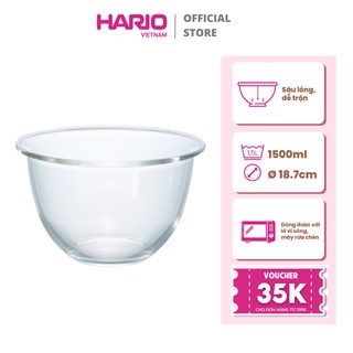 Tô Thủy Tinh Chịu Nhiệt Hario 1.5L Ø18.7cm MXP-150-BK (Dùng Được Lò Viba, Lò Nướng)