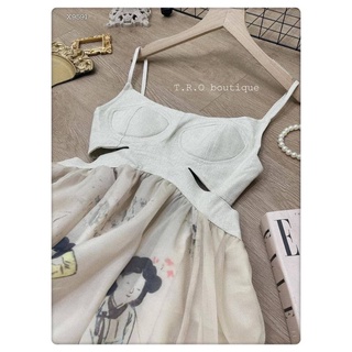 ĐẦM MAXI KHOÉT EO 2 DÂY HOẠ TIẾT