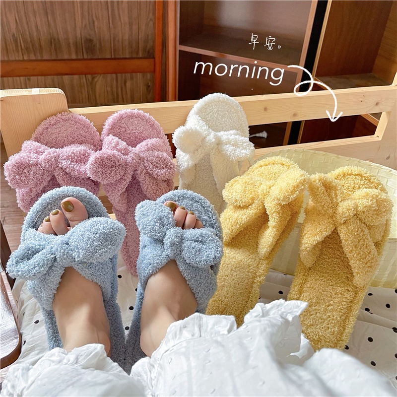 Dép bông đi trong nhà chống trượt giữ ấm mùa thu đông phong cách Nhật Bản hàng mới dành cho nữ sinh