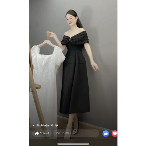 Đầm trễ vai ren bông❤️