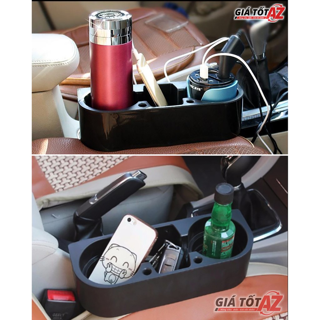 Khay nhựa để đồ khe ghế ô tô cao cấp cực tiện dụng, chắc chắn - HAI MÀU ĐEN, TRẮNG SỮA - ẢNH THỰC TẾ