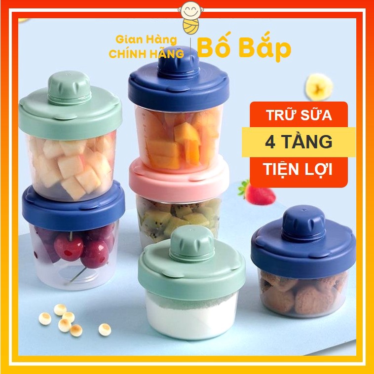 Hộp Chia Sữa ⚡4 TẦNG⚡ Hộp Đựng Sữa Bột, Đồ Ăn Dặm, Có Quai Cầm Chắc Chắn Cho Bé