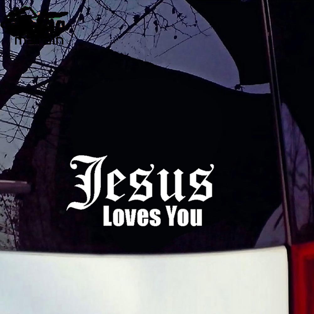 Miếng Dán Phản Quang Hình Chữ Chúa Jesus Love You Trang Trí Thân Xe Hơi