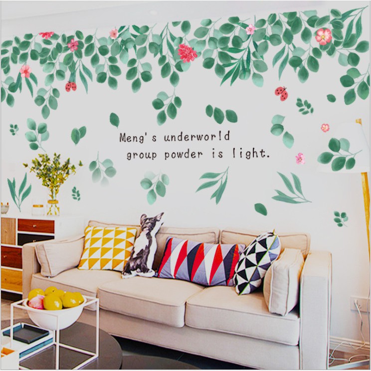 Decal dán trang trí tường Giàn lá xanh 3D mẫu số 3 - decan cao cấp có keo sẵn tự dán dễ dàng tại nhà AMYSHOP