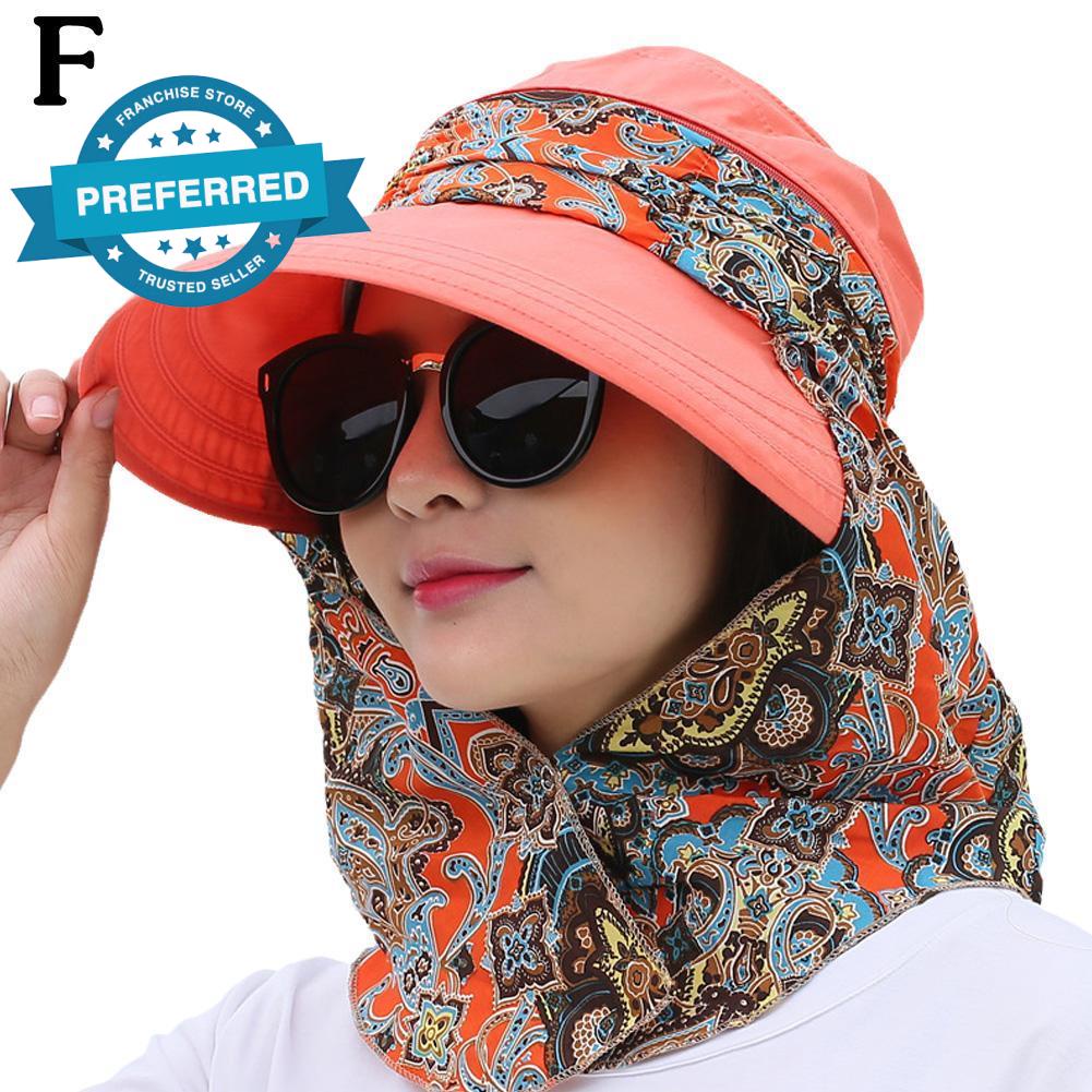Fashion Women Summer Outdoor Riding Anti-UV Sun Hat Print Sunscreen Foldable Wide Face Hat Z5J1