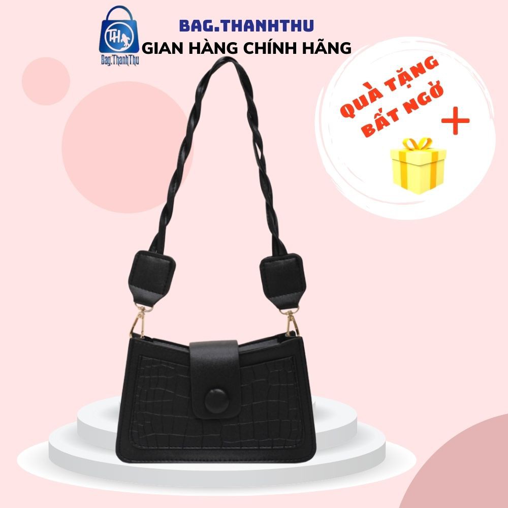 Túi kẹp nách Bag.ThanhThu cúc gỗ có ngăn khóa kéo hottrend 494