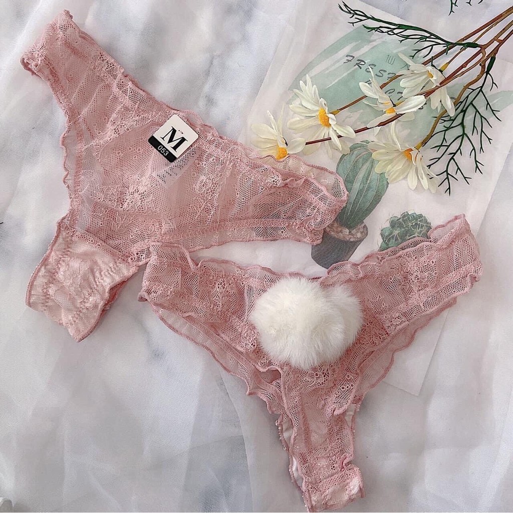 Quần lót lọt khe ren sexy không đường viền đuôi thỏ-Ha Song Shop