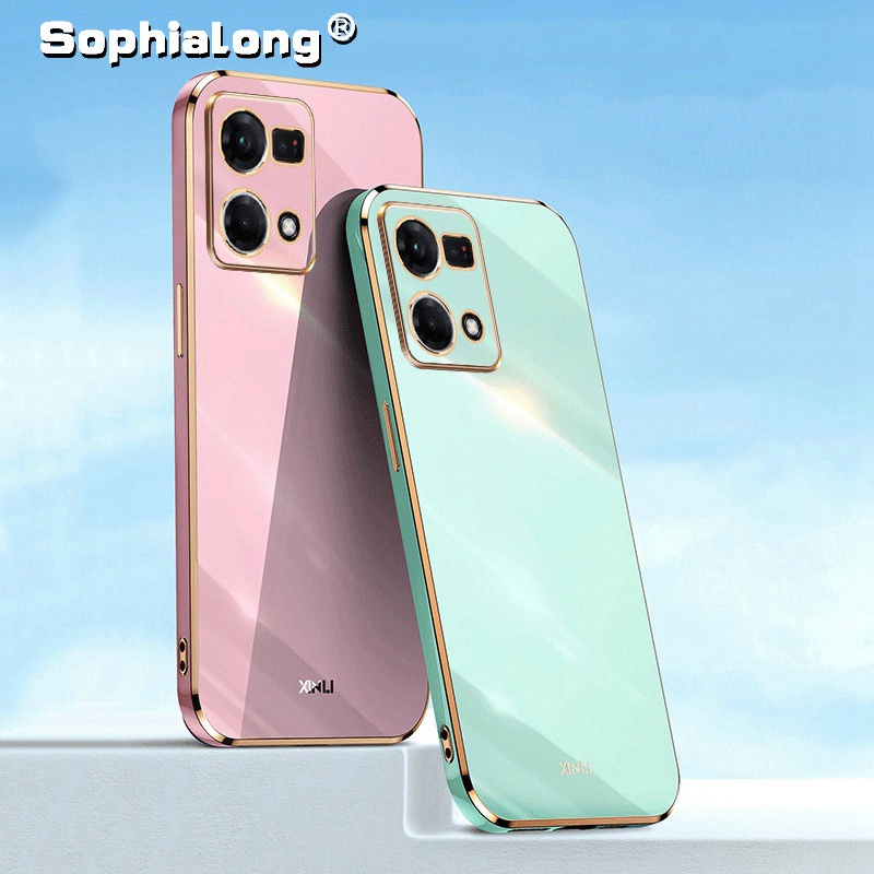 Ốp Điện Thoại Viền Thẳng Mạ Màu Lấp Lánh Cho OPPO Reno 7 8 T Reno8 Reno7 4G F21 Pro