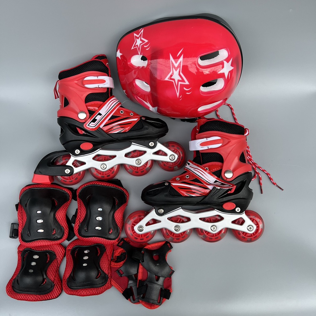 Giày trượt patin trẻ em chuyển bánh từ 1 hàng thành 2 hàng, 8 bánh sáng đèn sport, Giày điều chỉnh tăng giảm được size