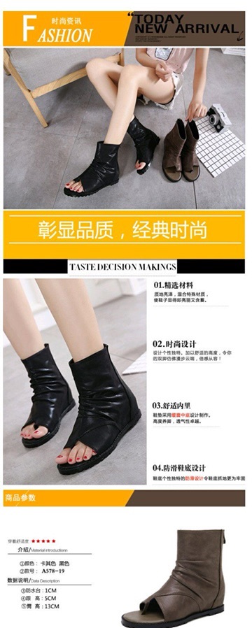 (Order size 35-40 Boots chiến binh hở mũi đế 5cm đen/nâu