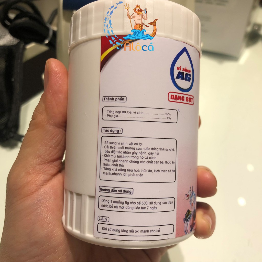 Vi sinh AG dạng bột lọ 100g khử độc tố, làm trong nước bể cá