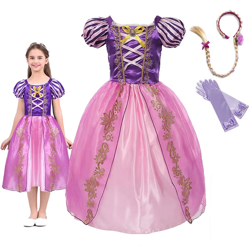DISNEY Hàng có sẵn Mới Đầm công chúa tóc dài trang trọng mùa hè cho bé gái
