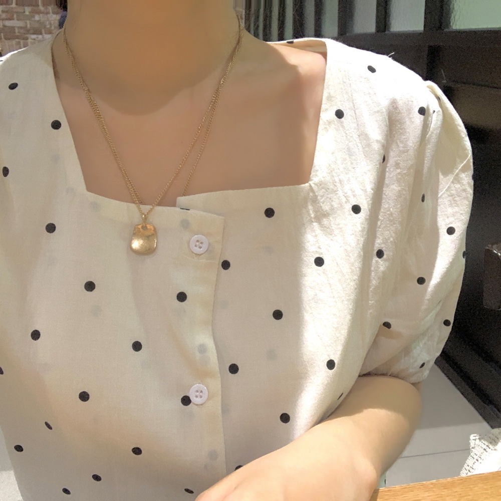 SUXI Áo sơ mi tay ngắn họa tiết chấm bi thanh lịch thời trang phong cách Hàn Quốc cho nữ