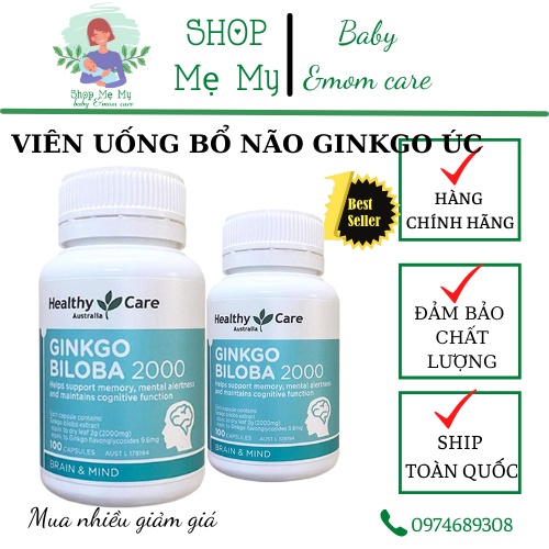 Viên uống bổ não Healthy Care Ginkgo Biloba 100 viên shopmemy