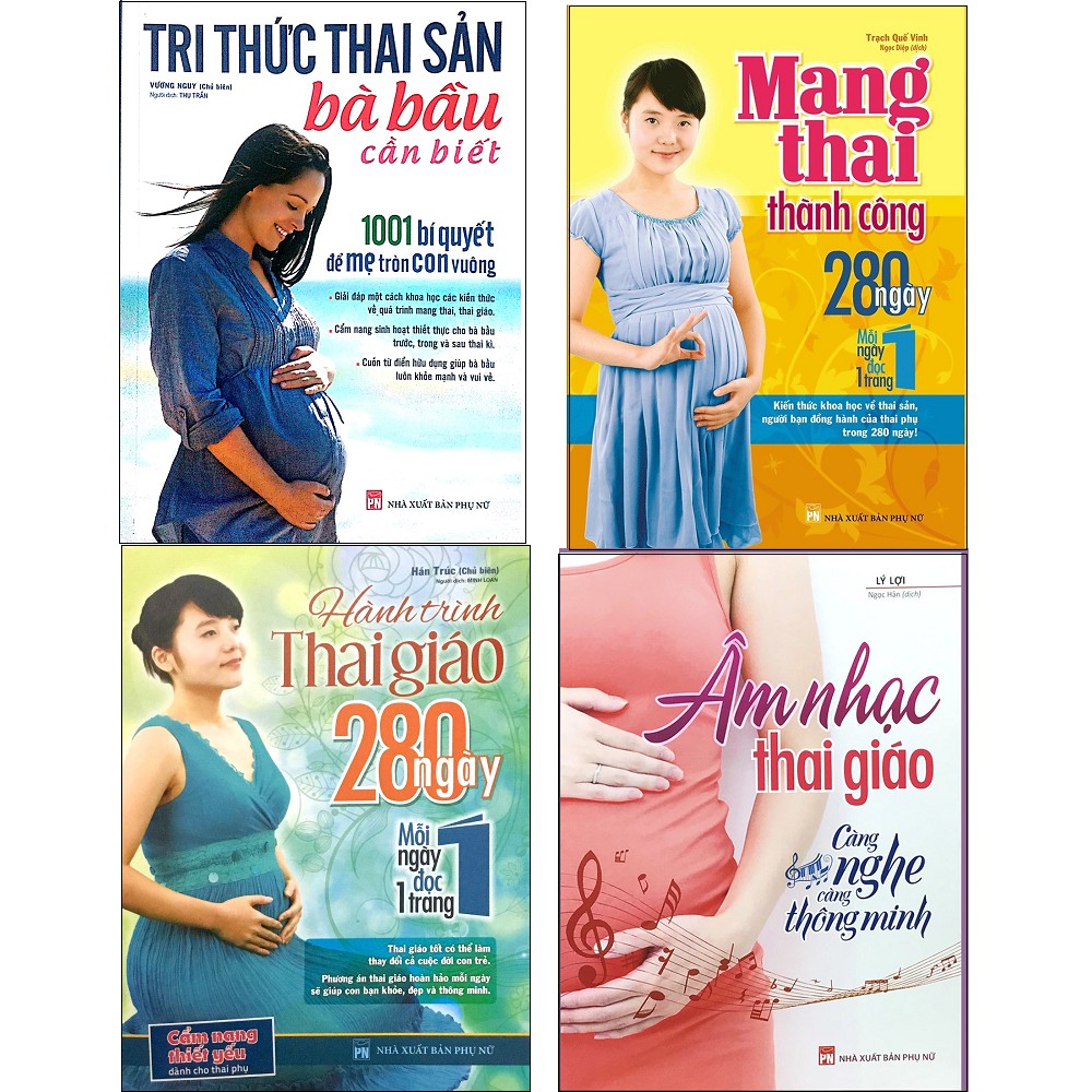 Sách - Combo Tri Thức Thai Sản + Mang Thai Thành Công + Hành Trình Thai Giáo + Âm Nhạc Thai Giáo