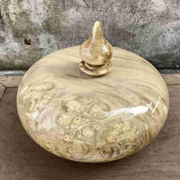 Mỹ Nghệ Bắc Ninh  Chum Phú Quý Gỗ Nu Nghiến Đường Kính 24.5 Cao 12 Cả Núm 19