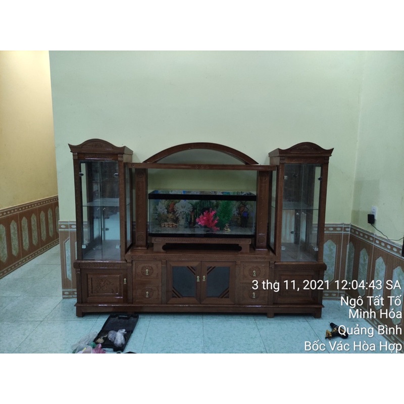 kệ tivi kính kiểu mới gỗ xoan -sồi