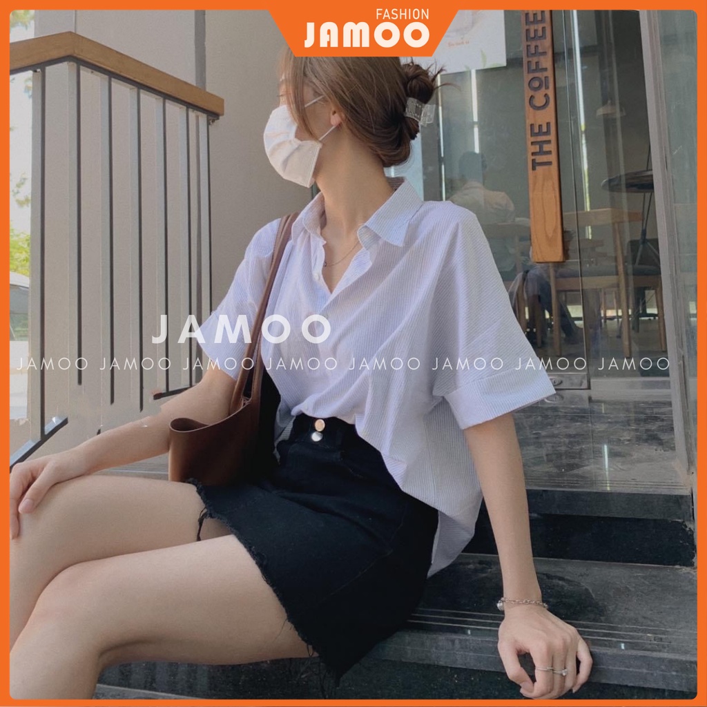 Áo sơ mi kẻ sọc vạt bàu khuy sau - Áo sơ mi kẻ JAMOO