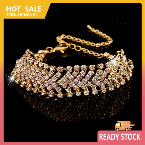 Vòng tay hợp kim nhiều lớp đính đá lấp lánh cho nữ