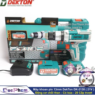 Máy khoan pin 21v có búa dekton dk-2130 - 13mm - 3.0ah, khoan pin 3 chức năng, khoan bắt vít