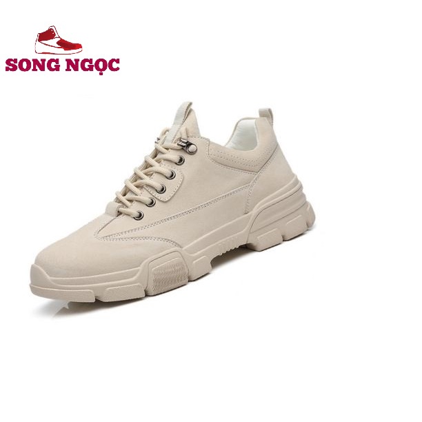 GiàyThể Thao  Nam Giày Sneaker kiểu đế chống trơn tăng chiều cao 5cm giữ nhiệt thoáng khí hd68mầu sữa