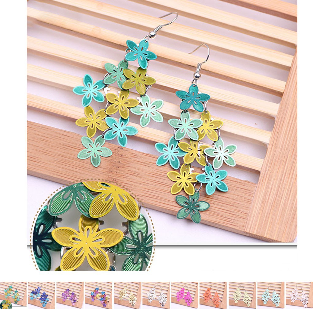 Khuyên tai dáng dài thiết kế hoa nhỏ cực duyên dáng