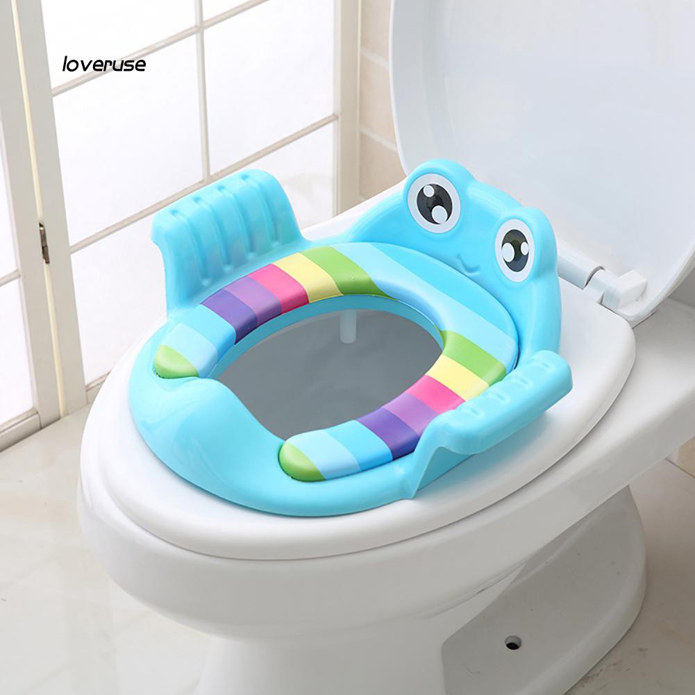 Miếng lót toilet bằng nhựa hình chú ếch có thanh tựa tay dễ thương tiện dụng cho bé