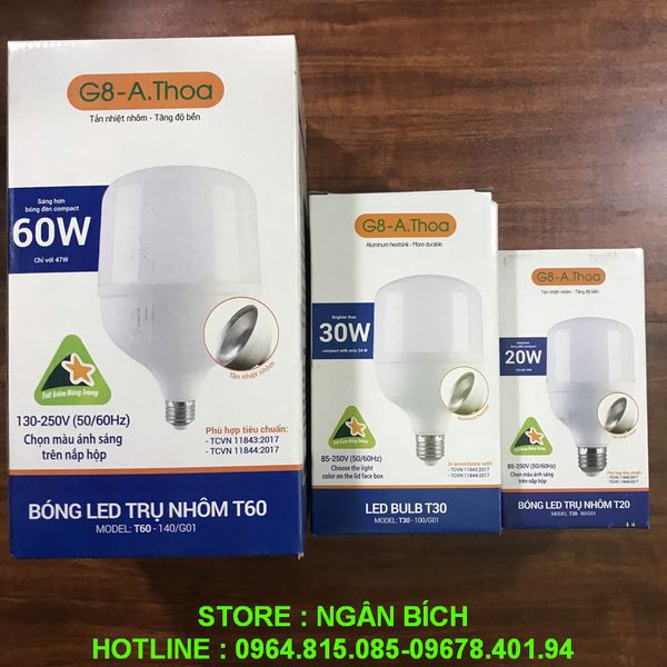 BÓNG ĐÈN LED BULB TRỤ 5W 10W 15W 20W 30W 40W 50W 65W G8 TIẾT KIỆM ĐIỆN