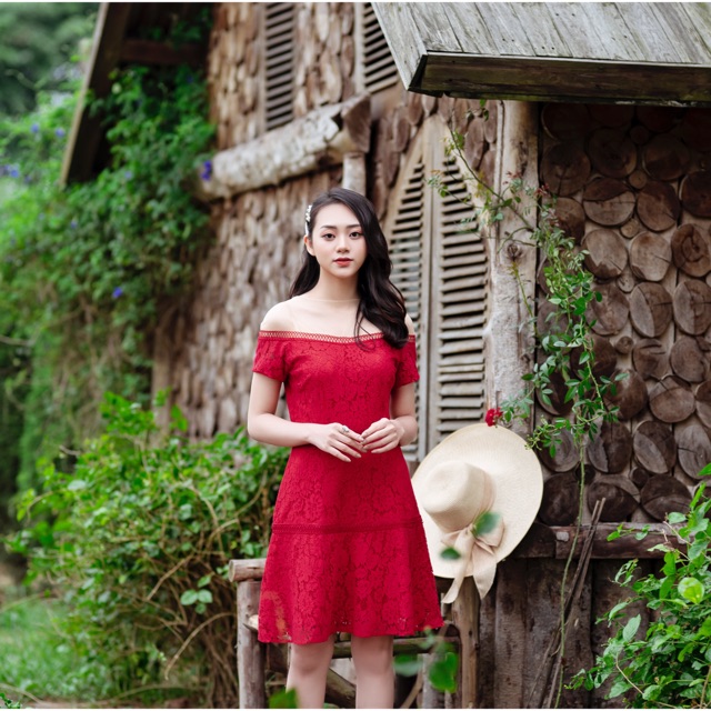 Váy đầm liền zen giả trễ vai