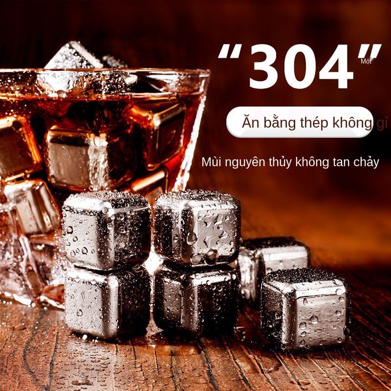 Hộp làm đá bằng thép không gỉ 304 bóng kim loại đông lạnh gia dụng whisky tảng viên khối ký túc xá băng tạo tác