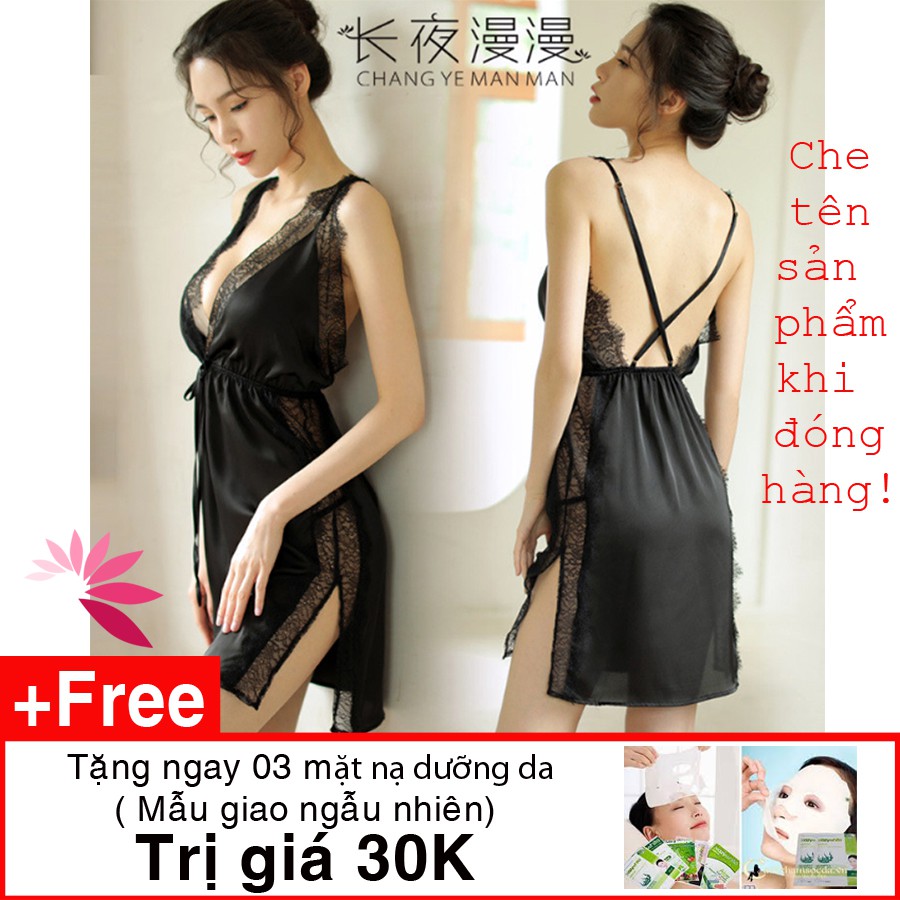 Váy ngủ lụa Satin hai dây quyến rũ sang chảnh AN6 freesize - tặng kèm 3 mặt nạ dưỡng da