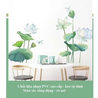 Decal giấy dán tường [PHONG THỦY] Decan Sen an lạc