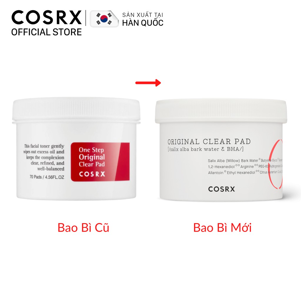 [Mã FMCGMALL -8% đơn 250K] Bông Tẩy Tế Bào Chết Hoá Học 1% BHA COSRX One Step Original Clear Pad 70 Miếng | BigBuy360 - bigbuy360.vn