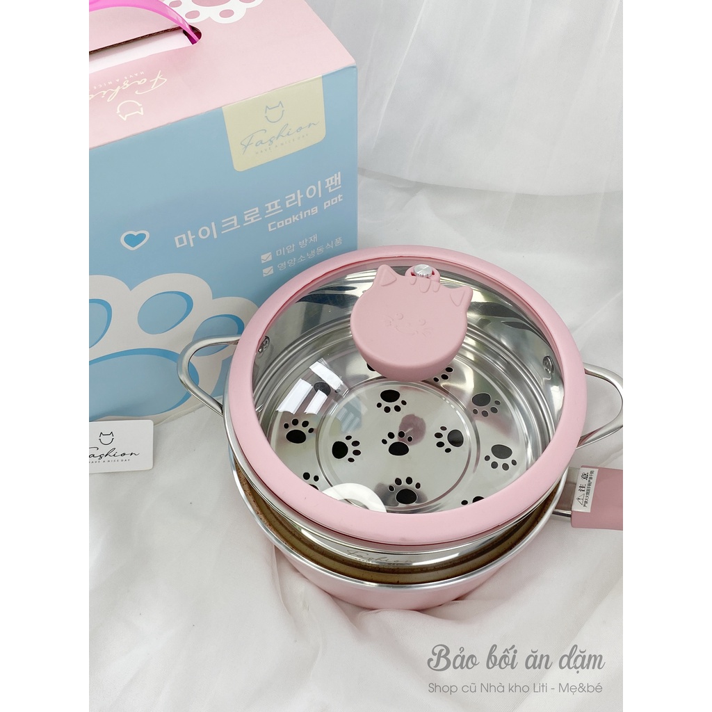 Bộ nồi nấu ăn dặm cho bé thương hiệu Fashion, lớp chống dính cao cấp, size 20cm