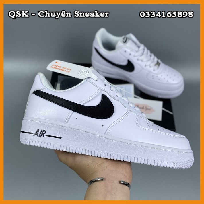 Giày thể thao af1 Low White Black (2020 ) cao cấp fullbox, giày sneaker nữ nam trắng đen cao cấp, cổ tròn