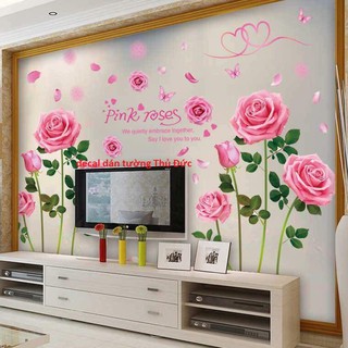 decal dán tường hoa hồng