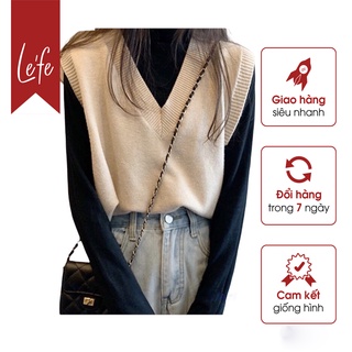 Áo len gile nữ trơn cổ v lefe gl04