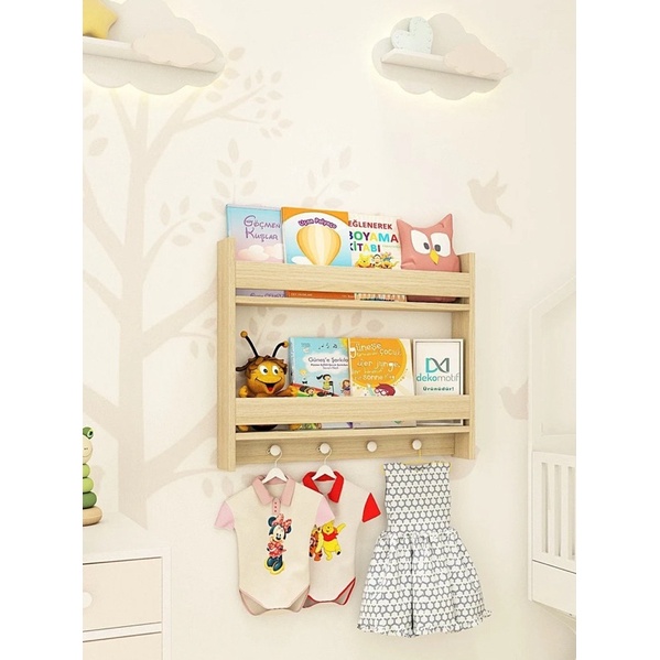 Kệ đa năng treo tường, kệ sách gỗ trẻ em montessori chất liệu gỗ an toàn cho trẻ em tiêu chuẩn xuất khẩu