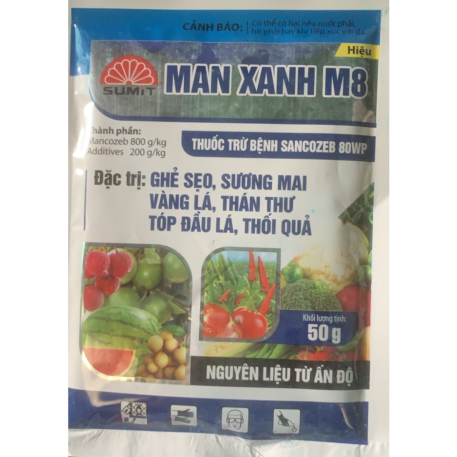 Sản phẩm Mancozeb 80 màu xanh M8 gói 50gr