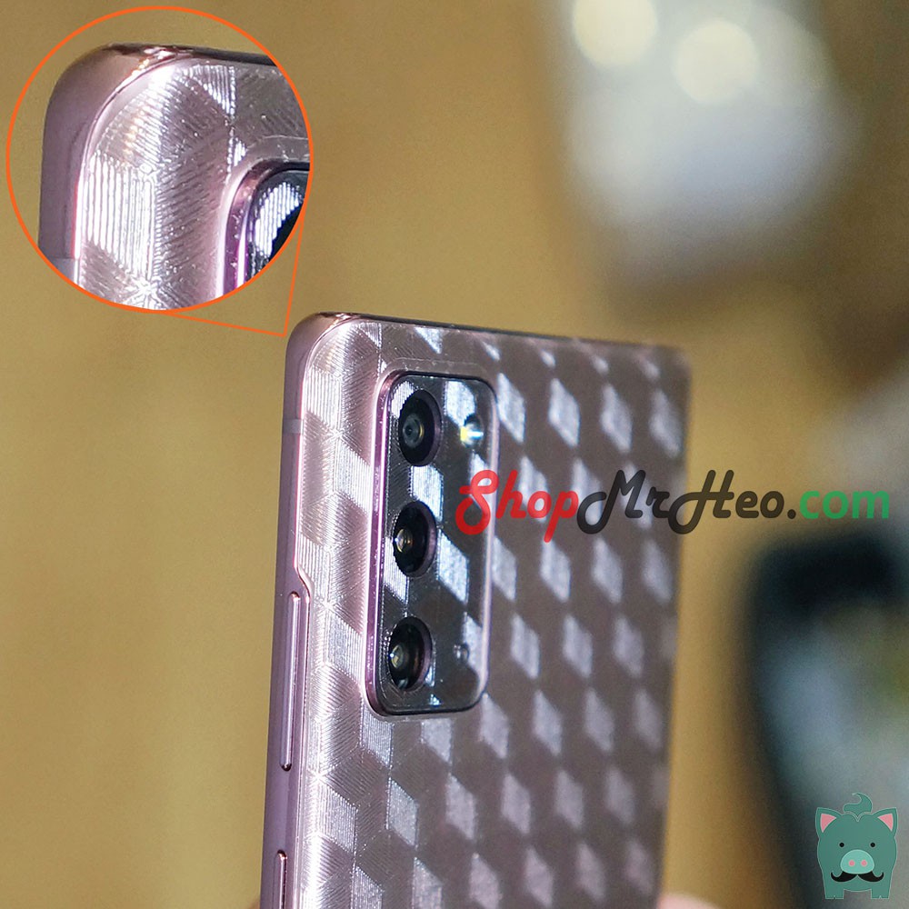 Skin Dán Mặt Sau Lưng Vân 3D Samsung Galaxy Note 20 - Note 20 Ultra - Carbon, Hình hộp, Nhám, Vân Da
