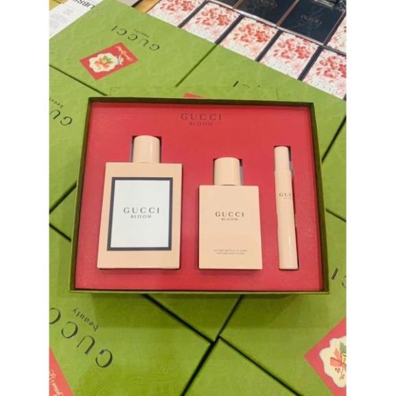 Set Nước Hoa nữ Gu Xì BLOOM GIFT SET (EDP 100ml + EDP 7.4ml + Body Lotion 100ml)