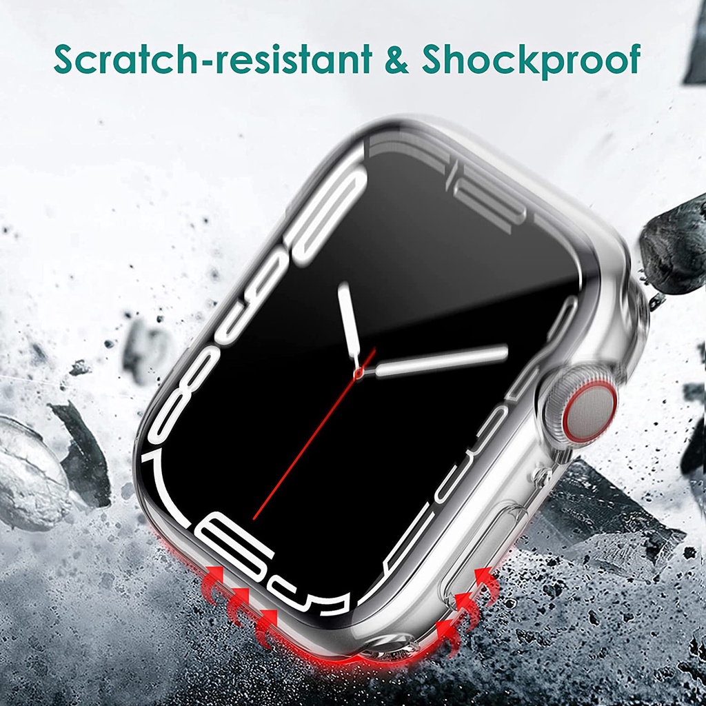 Ốp bảo vệ 360 độ trong suốt thích hợp cho đồng hồ thông minh Apple Watch Series 7 41mm 45mm