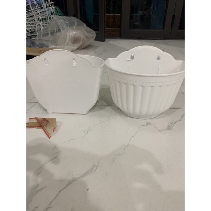 Chậu ốp tường vân sọc trồng hoa cây cảnh,Chậu bán nguyệt treo tường hàng loại 1 dày đẹp