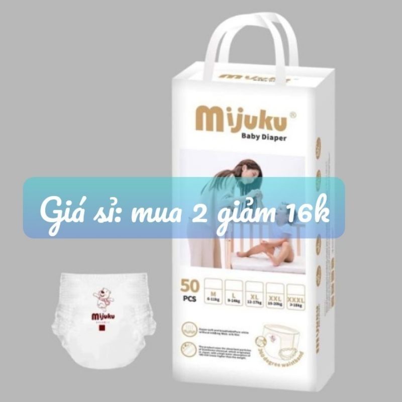 Tã/bỉm quần mijuku nhật đủ  size M/L/XL/XXL/XXXL 50 MIẾNG