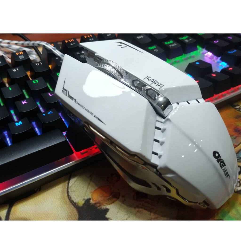 💖🎁Chuột Gaming OYE X800 LED 3200dpi 7D ( Trắng Bạc ) có hỗ trợ phần mềm tùy chỉnh Hãng